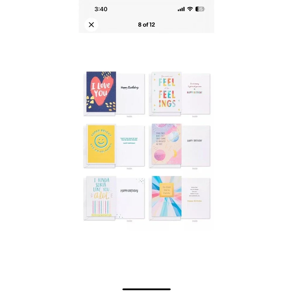American Greetings Deluxe Birthday Card Assortment Bright & Cheerful 40 Cnt NIB